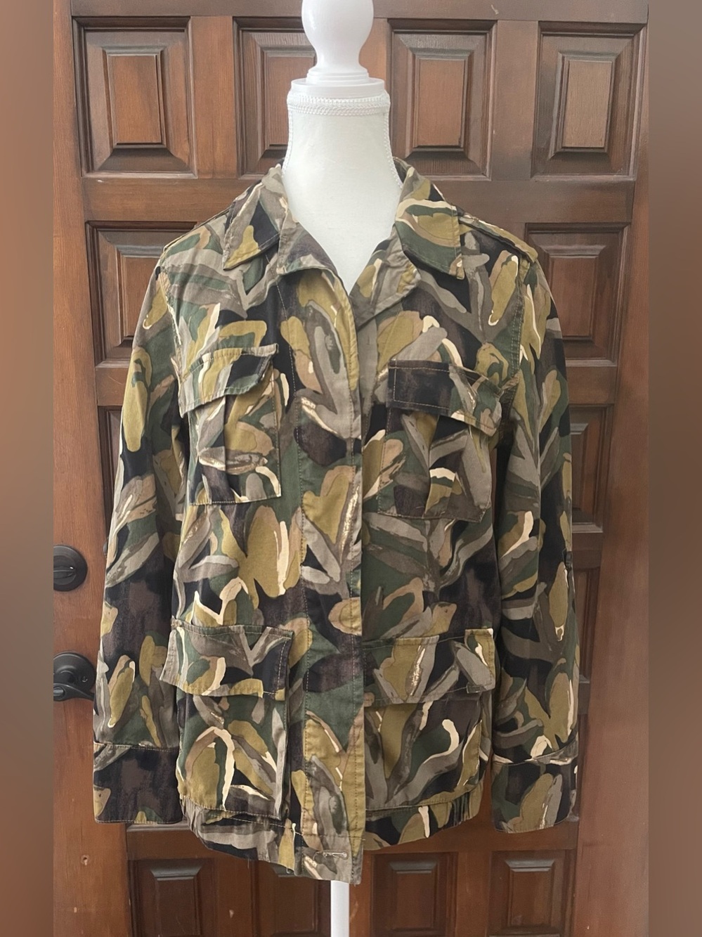 Target Who What Wear Botanical Camouflage Jacket Size S 100% Cotton Grunge